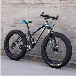 QXX Mountainbike QXX Erwachsene Mountain Bikes, Fat Tire Doppelscheibenbremse Hardtail Mountainbike, Big Wheels Fahrrad, High-Carbon Stahlrahmen (Color : New Blue, Size : 24 Inch 27 Speed)
