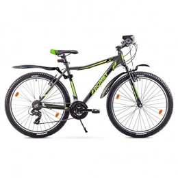 ROMET Fahrräder ROMET Rambler Junior Mountainbike 26 Zoll, 21-Gang Kettenschaltung, mit Federgabel und LED-Licht, Alurahmen Grün