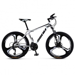 SANLDEN Fahrräder SANLDEN Unisex Federung Mountainbike 21 / 24 / 27 / 30 Geschwindigkeit Stahlrahmen mit hohem Kohlenstoffgehalt 26 Zoll 3-Speichen-Räder MTB-Bike mit Doppelscheibenbremse, White, 21Speed