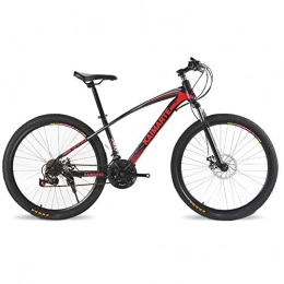 SANLDEN Fahrräder SANLDEN Unisex Federung Mountainbike 24 Zoll Stahlrahmen mit hohem Kohlenstoffgehalt 21 / 24 / 27 Geschwindigkeit mit Scheibenbremsen, Red, 21Speed
