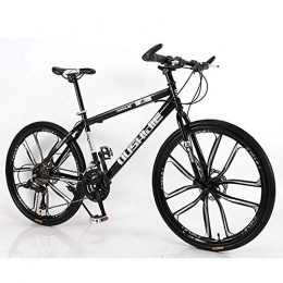 SANLDEN Fahrräder SANLDEN Unisex Hardtail-Mountainbike, 26inch 10-Speichen-Räder Stahlrahmen mit hohem Kohlenstoffgehalt MTB-Bike, 21 / 24 / 27 / 30 Geschwindigkeiten Doppelscheibenbremse Pendlerstadt Fahrrad, Black, 27Speed