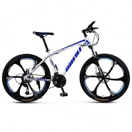 SANLDEN Fahrräder SANLDEN Unisex-Mountainbike, 26 Zoll 6-Speichen-Räder Stahlrahmen mit hohem Kohlenstoffgehalt, 21 / 24 / 27 / 30 Geschwindigkeit Einstellbar MTB-Bike Mit Scheibenbremsen und Federgabel, White, 24Speed