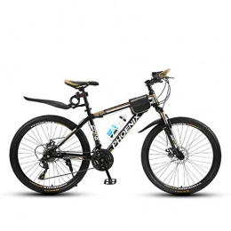 SANLDEN Fahrräder SANLDEN Unisex-Mountainbike, 26 Zoll Stahlrahmen mit hohem Kohlenstoffgehalt, 21 / 24 / 27 Geschwindigkeit mit Scheibenbremsen und Federgabel, Gold, 21Speed