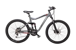 SPRICK Fahrräder Sprick 27.5 Zoll MTB Fahrrad Fully Shimano 27 Gang Deore XT Rock Shox Scheibenbremsen Grau-Rot, RH 48 cm, 12850410-2101