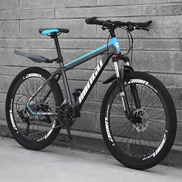  Fahrräder Stilvolles Mountainbike, mechanische Scheibenbremsen Kohlenstoffstahlrahmen 21-Gang-Schaltrad für Erwachsene Langlaufrad für Erwachsene, blau, 24 Zoll