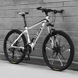  Mountainbike Stilvolles Mountainbike mit Vollfederung 21 / 24 / 27 / 30 Speed ​​Bicycle 26 Zoll MTB Scheibenbremsen Fahrrad mit Variabler Geschwindigkeit, Schwarz + Weiß, 24 Geschwindigkeit
