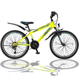 Talson  Talson 24 Zoll Mountainbike Fahrrad mit Gabelfederung & Beleuchtung 21-Gang Shimano FST Gelb