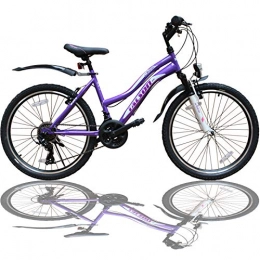 Talson Fahrräder Talson 24 Zoll Mädchen Fahrrad MTB mit Beleuchtung und Shimano 21-Gang Kinderfahrrad Lila