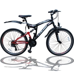 Talson Mountainbike Talson 26 Zoll Mountainbike Fahrrad MIT VOLLFEDERUNG & Beleuchtung 21-Gang Shimano OXT RED