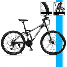 FJW Fahrräder Unisex 26 Zoll Mountainbike mit Zwei Federn 21 Geschwindigkeit 24 Geschwindigkeit 27 Geschwindigkeit Kohlenstoffreicher Stahl Doppelscheibenbremse Student Kind Pendlerstadt Fahrrad, Black, 27Speed