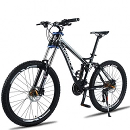 FJW Mountainbike Unisex-Mountainbike, 26 Zoll Aluminiumlegierungsrahmen, 24 / 27 Geschwindigkeit MTB-Fahrrad mit Zwei Federn mit Doppelscheibenbremse, Black, 27Speed