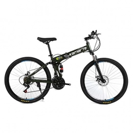 FJW Fahrräder Unisex Mountainbike mit Zwei Federn 24 Zoll Stahlrahmen mit hohem Kohlenstoffgehalt 21 / 24 / 27 Geschwindigkeit Doppelscheibenbremse Faltrad, Green, 24Speed