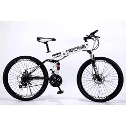FJW Fahrräder Unisex Mountainbike mit Zwei Federn 26 Zoll Stahlrahmen mit hohem Kohlenstoffgehalt 21 / 24 / 27 Geschwindigkeit Faltrad mit Doppelscheibenbremse, White, 21Speed