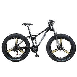 UYHF Fahrräder UYHF Big Fat Tire Mountainbike Herren Fahrrad 26 In High Carbon Stahlrahmen Outdoor Rennrad 7 Geschwindigkeit Vollfederung MTB Black-3 Spoke Wheel