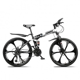 W&TT Fahrräder W&TT Klappbares Mountainbike 24 / 26 Zoll Erwachsene Off-Road-Stodmpfer-Fahrrad 21 / 24 / 27 / 30 Geschwindigkeiten Dual Scheibenbremsen Fahrrad mit High Carbon Soft Tail Frame, Black, 24Inch24S