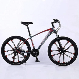 WJH Fahrräder WJH 24 Zoll Mountainbike für Erwachsene, Doppelscheibenbremse City Road-Fahrrad 21 Geschwindigkeit Herren MTB (Farbe: Schwarz, Blau), Rot, 24 inch 21 Speed