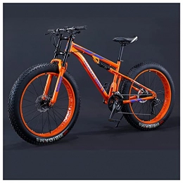 WOGQX Fahrräder WOGQX Fat Tire Mountainbikes, 26 Zoll, High Carbon Steel 21 / 27 / 30 Speed Mountainbike, Erwachsene MTB Für Beach Snow, Mit Vollfederung, Doppelscheibenbremse, 21 Speed