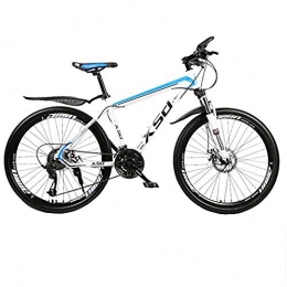 WSJYP Fahrräder WSJYP 26 '' Mountainbikes für Herren, Hardtail-Mountainbike aus Kohlenstoffhaltigem Stahl, Mountainbike für Erwachsene mit Verstellbarem Sitz, 21 / 24 / 27 / 30 Geschwindigkeit, 24 Speed-White Blue