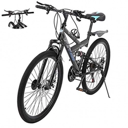 WSJYP Fahrräder WSJYP 26 Zoll Mountainbike, 21-Gang Leichte und Langlebige Doppelscheibenbremse MTB-Bikes mit Vollfederung für Männer, Frauen, Bike, Black