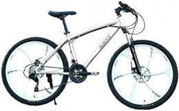 WSJYP Fahrräder WSJYP 26-Zoll-Mountainbike für Erwachsene, Mountainbike aus Kohlenstoffstahl, MTB-Scheibenbremse mit 21-Gang-Vollfederung, White