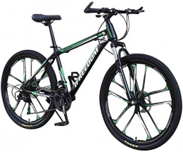 WSJYP Fahrräder WSJYP Mountainbikes, 26-Zoll-Mountainbike aus Kohlenstoffstahl, 21-Gang-Fahrrad mit Vollfederung MTB, 21-Gang-Gänge Doppelscheibenbremsen Mountainbike, Green