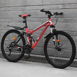 WSZGR Fahrräder WSZGR Dual-scheiben-Bremse Vollsperrung Fahrrad, MTB Bike, Hochkohlestahl Männer Frauen Aus-straße Mountainbike Rot 24", 30-Gang
