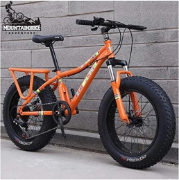 Wttfc Mountainbike Wttfc Damen 20 Zoll Hardtail MTB, Mädchen Fette Reifen Mountainbike mit Gabelfederung, Zwei Scheibenbremsen Fahrräder Geeignet ab 130-160 cm, Rahmen aus Kohlenstoffstahl, Orange, 24 Speed
