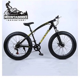 Wttfc Mountainbike Wttfc Hardtail MTB 24 Zoll für Erwachsenen Herren und Damen, Fette Reifen Fahrräder Mountainbike mit Gabelfederung & Scheibenbremsen, Rahmen aus Kohlenstoffstahl, Schwarz, 21 Speed
