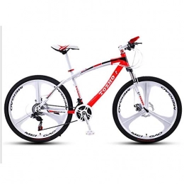 WXX Fahrräder WXX 26-Zoll-High Carbon Steel Mountainbike mit Federgabel Adjustable Seat Fat Tire Hard Tail Doppel Stoßdämpfer City Mountain Bike, White red, 24 Speed