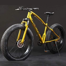 XIAOFEI Fahrräder XIAOFEI Snow Bike 26 Zoll 21 / 24 / 27 Geschwindigkeit, Mountainbike mit Variabler Geschwindigkeit, Dickes Reifenrad mit Doppelscheibenbremse für Erwachsene, Gelb, 26“21S