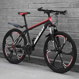 XRQ Mountainbike XRQ 26 in Mountain Bike Bikes, Mit 6 Spoke 21 / 24 / 27 / 30 Geschwindigkeit Glänzender SYS Doppelscheibenbremse Gabel Federung hinten Anti-Rutsch, Black red, 21speed