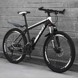XRQ Fahrräder XRQ Herren Damen Mountain Bikes, 26-Zoll-Carbon Steel Fahrrad, 21 / 24 / 27 / 30-Gang-Schaltung All Terrain Mountain Bike mit Doppelscheibenbremse, Schwarz, 24 Speed