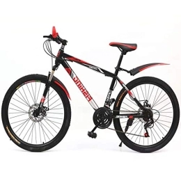 YANGSANJIN Fahrräder Yangsanjin Mountainbikes, kohlenstoffreicher Stahl, Schutzblech vorne und hinten, 21 Gänge, Doppelscheibenbremse, 55, 9 cm, schwarz / rot