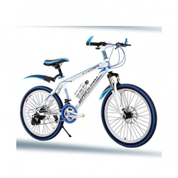 YAOXI Mountainbike Mit Stoßdämpfung Der Federgabel, 21-Gang Rahmen Aus Kohlenstoffstahl Fahrrad Scheibenbremsen Vorne Und Hinten Kinderfahrrad,White/Blue,20Inch