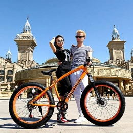ZTIANR Fahrräder ZTIANR Berg Fahrrad, 26" Mountainbike Stoßdämpferfahrräder Doppelscheibenbremsen des Fahrrads Fat Reifen Fahrrad Strand-Fahrt, Orange, 26"* 17"