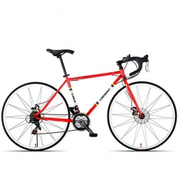 Cxmm Fahrräder 21-Gang-Rennrad, Herren-Rennrad mit hohem Kohlenstoffstahlrahmen, 700C-Räder City Commuter-Fahrrad mit Doppelscheibenbremse, Weiß, gerader Griff, Rot, gebogener Griff