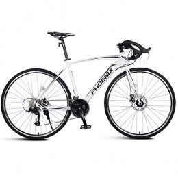 WJSW Rennräder Adult Rennrad, Herren Rennrad mit Doppelscheibenbremse, Rennrad mit hohem Kohlenstoffgehalt, City Utility Bike, Weiß, 21-Gang