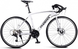 Adult Rennrad, Männer Rennrad mit Doppelscheibenbremse, High-Carbon Stahlrahmen-Straßen-Fahrrad, Stadt-Dienstprogramm Fahrrad (Color : White, Size : 21 Speed)