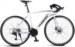 WEN Fahrräder Adult Rennrad, Männer Rennrad mit Doppelscheibenbremse, High-Carbon Stahlrahmen-Straßen-Fahrrad, Stadt-Dienstprogramm Fahrrad (Color : White, Size : 27 Speed)