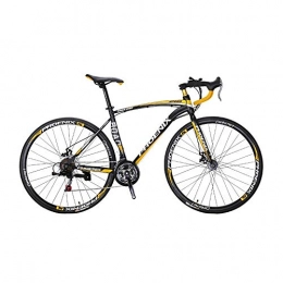 AEDWQ Fahrräder AEDWQ 27-Gang-Rennrad, High Carbon Stahlrahmen, Doppelscheibenbremse Fahrrad, 700C Speichen Windjacke Reifen, Schwarz, Grn / Wei Blau / Schwarz Gelb / Blau (Color : Black Yellow)