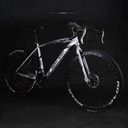 Aoyo Fahrräder Aoyo 26-Zoll-Straßen-Fahrrad, 24-Speed ​​Bikes, Doppelscheibenbremse, High Carbon Stahlrahmen, Straßenfahrradrennen, Männer und Frauen nur for Erwachsene, (Color : Silver)