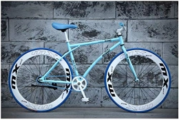 Aoyo Rennräder Aoyo Single Speed, 26 Zoll, Fahrrad, Fahrräder, Reverse-Bremsanlage, Rennrad, Fixed Gear, High Carbon Stahl, Bike, Männer Frauen Universal, (Color : Blue White)