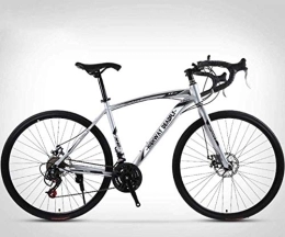 AYDQC Rennräder AYDQC 26-Zoll-Road-Fahrrad, 24-Gang-Fahrräder, Doppelscheibenbremse, hoher Kohlenstoffstahlrahmen, Rennradrennen, Männer und Frauen-Erwachsene-nur 6-6, weiß fengong (Color : Silver)