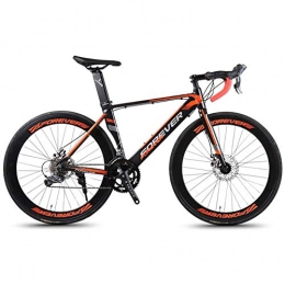 AZYQ Fahrräder AZYQ 14-Gang-Rennrad, Aluminiumrahmen-Rennrad, Herren-Damen-Rennrad mit mechanischen Scheibenbremsen, City Commuter-Fahrrad City Utility Bike, Orange, rot