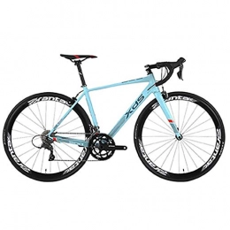 BCX Fahrräder BCX Rennrad, 16-Gang-Rennrad für Erwachsene, 480 mm ultraleichtes Aluminium-Aluminiumrahmen-City-Pendlerfahrrad, perfekt für Straßen- oder Schotterwege, blau, Blau