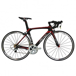 BEIOU Fahrräder BEIOU® 700C Rennrad Shimano 105 Bike 5800 11S Rennrad T800-M40 Carbon Aero-Rahmen Ultra-Light 18.3lbs CB013A-2 (Matte Black&Red, 520mm)