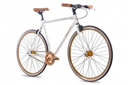 CHRISSON Fahrräder CHRISSON 28" Zoll Fixie SINGLESPEED Fahrrad RENNRAD FG Flat 1.0 Weiss Gold 2016, Rahmengröße:56 cm