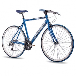 CHRISSON Fahrräder CHRISSON 28 Zoll Rennrad Fitnessrad AIRWICK blau 56 cm mit 24 Gang Shimano Acera Schaltung, Urban Fahrrad für Damen und Herren, Road Bike