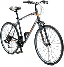 Critical Cycles Rennräder Critical Cycles Herren Barron Hybrid Bike 21 Speed Bicycle, Graphite / Orange, XL