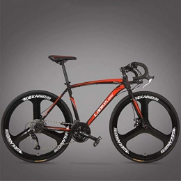 Ding Rennräder DING Rennrad, Erwachsene hochgekohlt Stahlrahmen Ultra-Light Fahrrad, Carbon-Faser-Gabel Endurance-Straßen-Fahrrad, Stadtdienst Bike (Color : 3 Spoke Red, Size : 27 Speed)